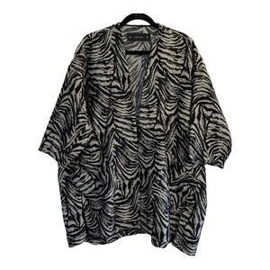 ZARA Basic Women's Size M Oversized Jacket/Coat Animal Print Open Front Pockets